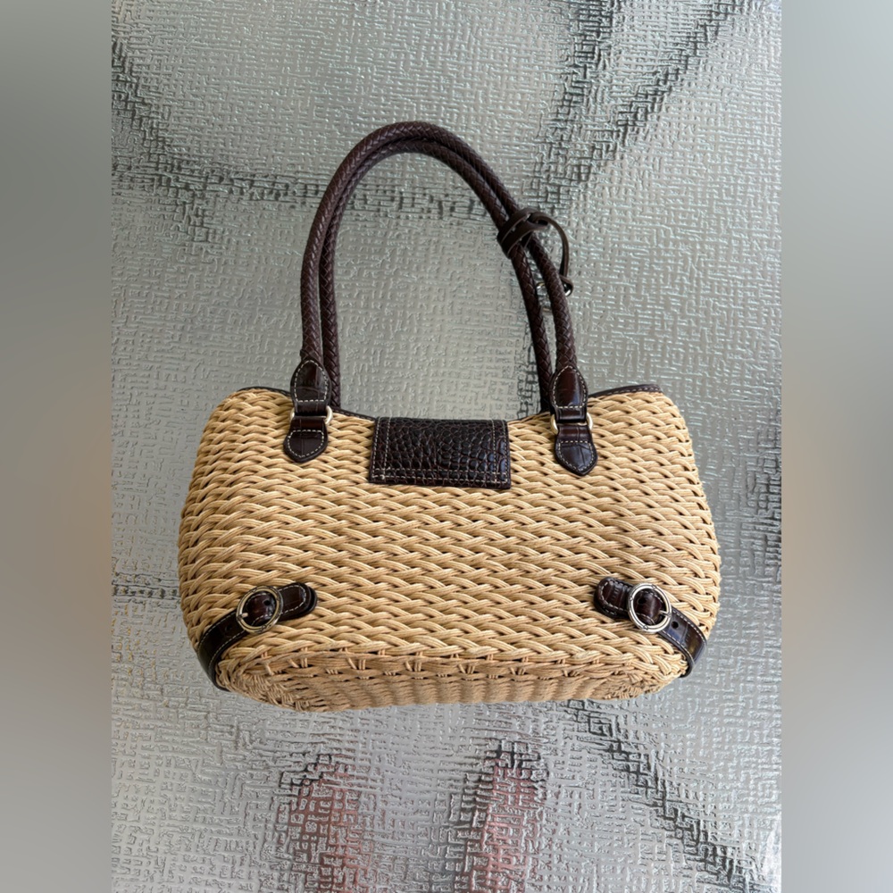 Brighton Woven Straw Tote with Dark Brown Trim - Picture 2 of 3